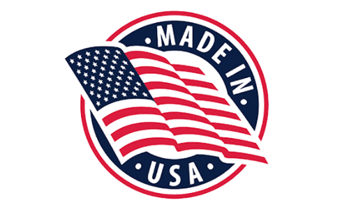 Synaptigen Made in USA quality assurance trust badge stamp with waving American flag graphic.